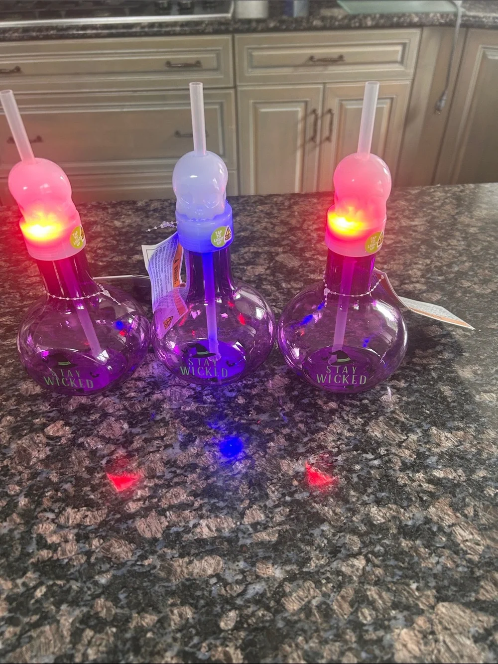 HALLOWEEN LIGHT UP &  GLOW POTION BOTTLE CUP LOT OF 3 NWT